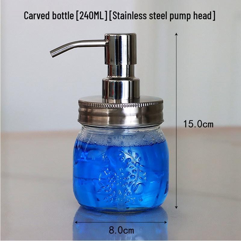 

Mason Jar Retro Glass Soap Dispenser with Stainless Steel Pump