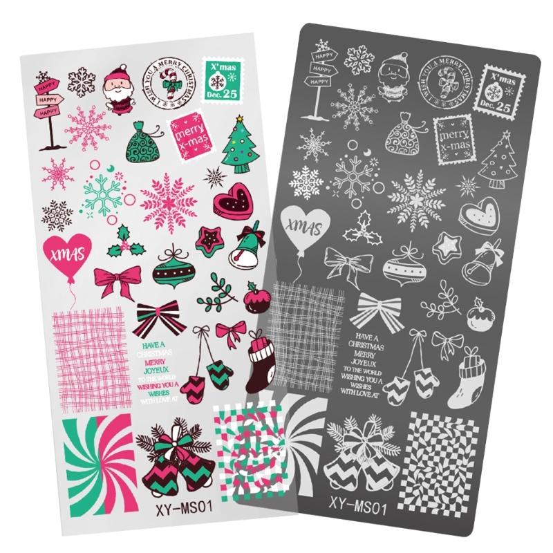 Nägel Stempelvorlagen Weihnachtsserie Nägel Kunst Stempelplatten Schneeflocken Nägel Platten Maniküre Druckschablonen
