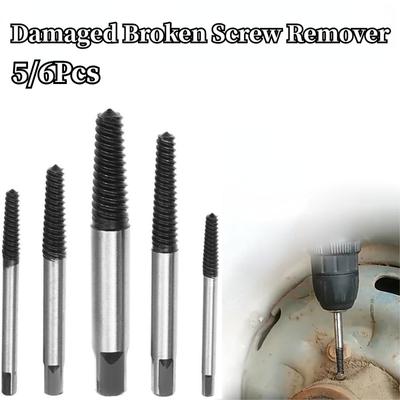 Beschädigte gebrochene Schrauben-Entferner-Ausdreher-Bohrer, 5/6 Stück, Stahl, langlebig, leicht zu entfernender Mittelbohrer, beschädigte Schrauben-Entferner-Werkzeug