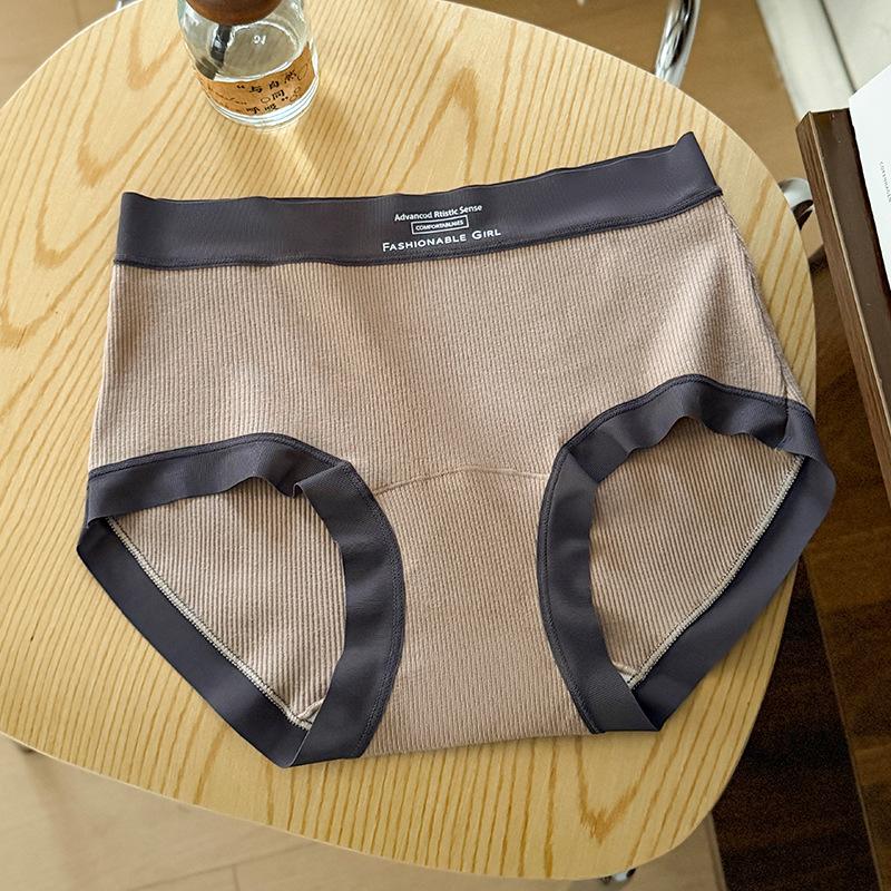 Women s Summer Simple and All Purpose Retro Cotton Skin Friendly Breathable Mid Waist Briefs M верблюд