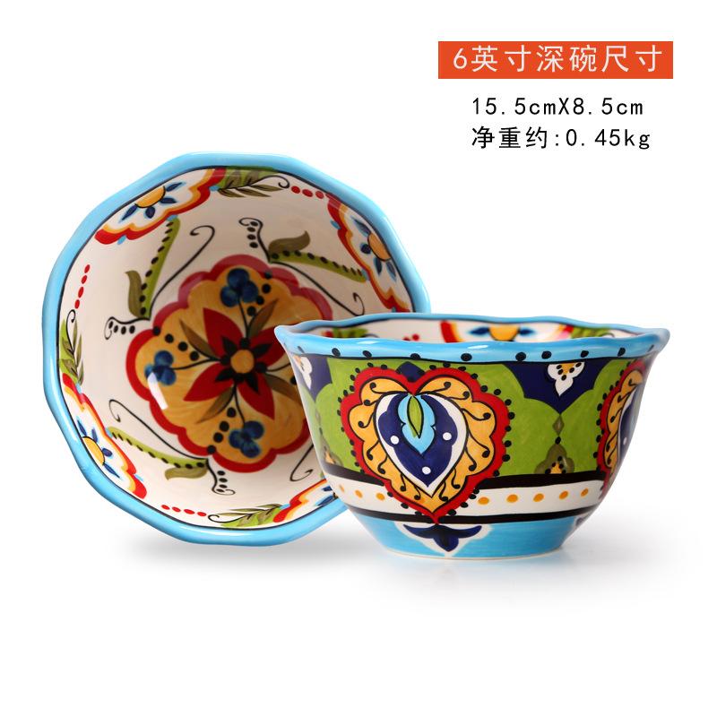 European-style Creative Hand-painted Ceramic Tableware Irregular Western Food Plate Fashion Household Plate Bowl Set Steak Plate