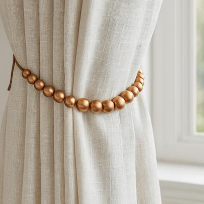 2 Stück Landhausstil Holzperlen Vorhang Raffhalter Minimalistisch Handgefertigt Vorhang Raffseil Dekorative Einfach zu Installieren Vorhang Rückhalter