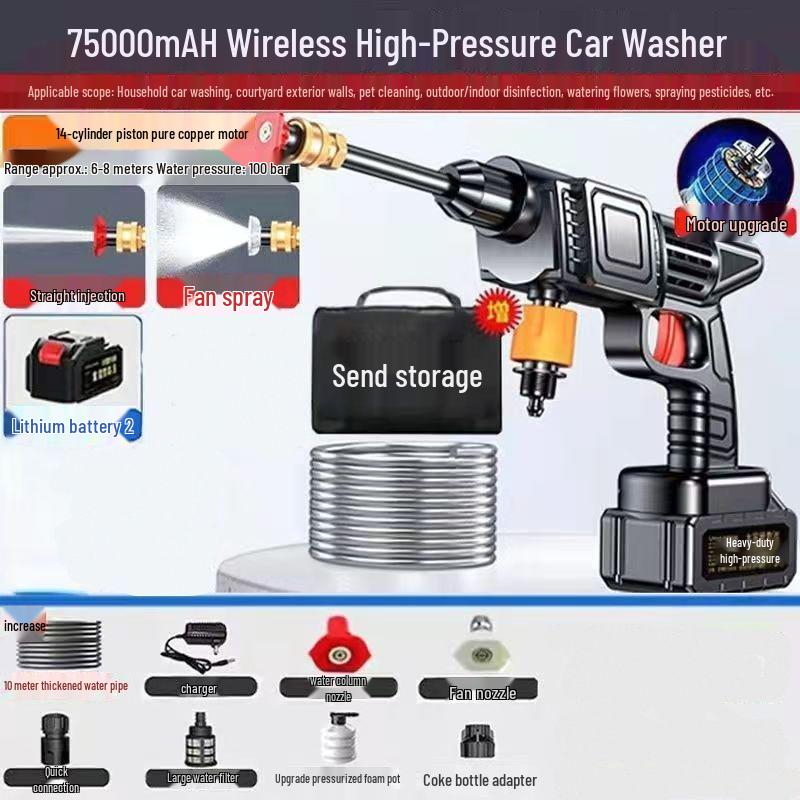 Portable Wireless High-Pressure Car Washer with Lithium Battery