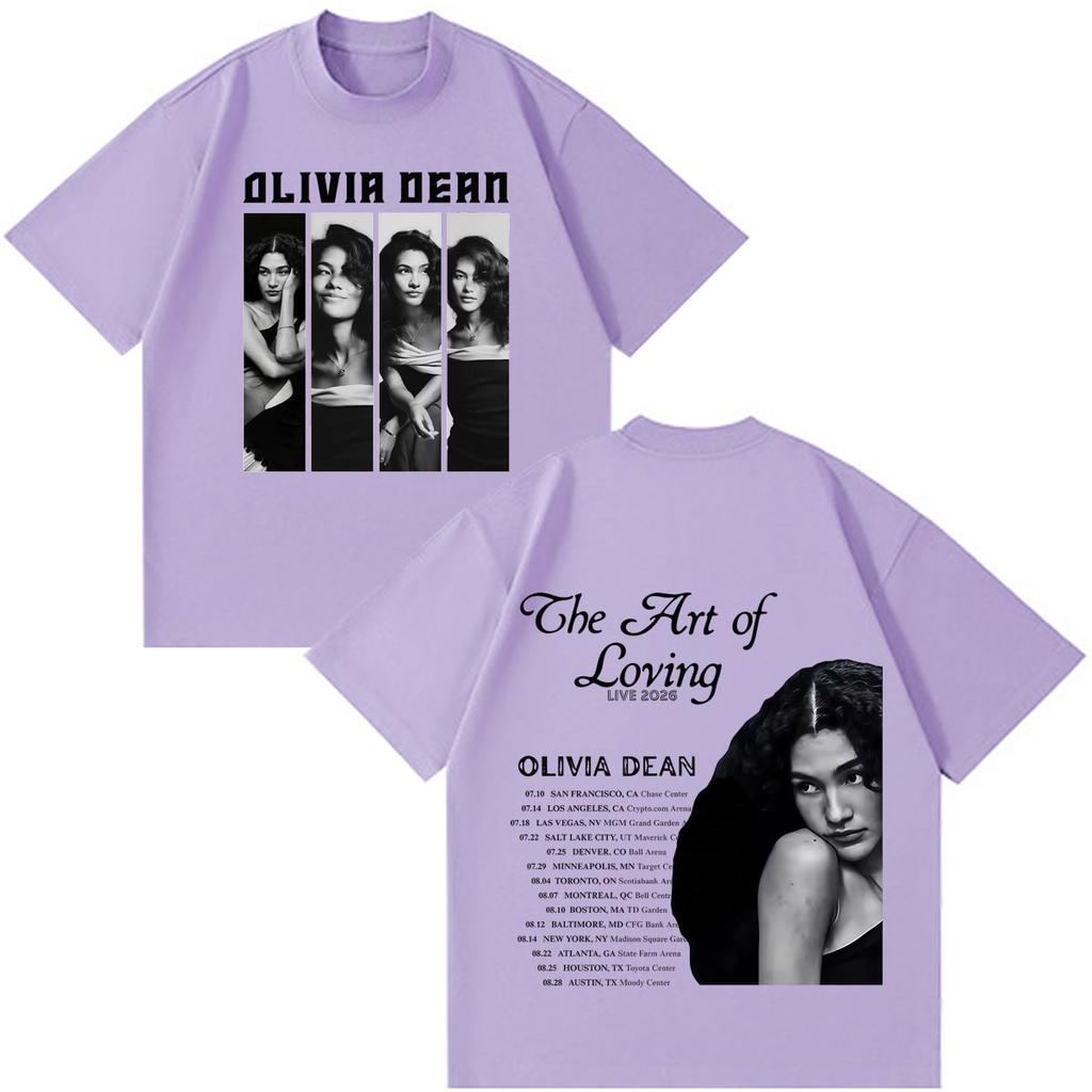 Olivia Dean Art Of Loving Tour 2026 Stampa Maglietta Unisex Unisex Magliette Hiphop Estiva Larga Casual Cotone Moda Magliette Vintage