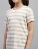 Monte Carlo Girls Orange Striped Round Neck Half Sleeve Top