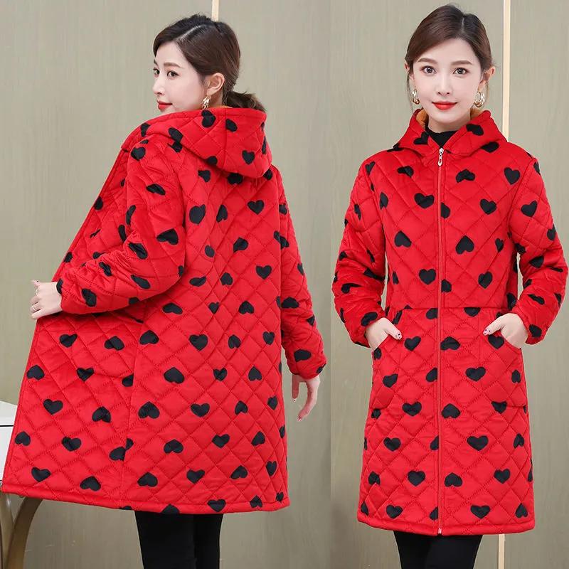 Damen Arbeitsoverall Winter Plus Samt Verdickte Wattierte Jacke Mit Kapuze Mittellange Warme Schutzkleidung Außenjacke