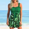 Damski strój kąpielowy typu tankini bikini typu halter w niebieskie kwiaty i nadruki