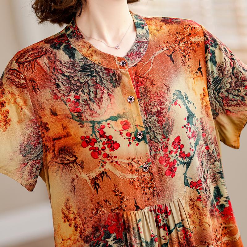 Lockere Kleider für Damen im Sommer, Übergröße, lässig, kurzärmelig, elegante Kleider für Damen, Vintage-Kleidung