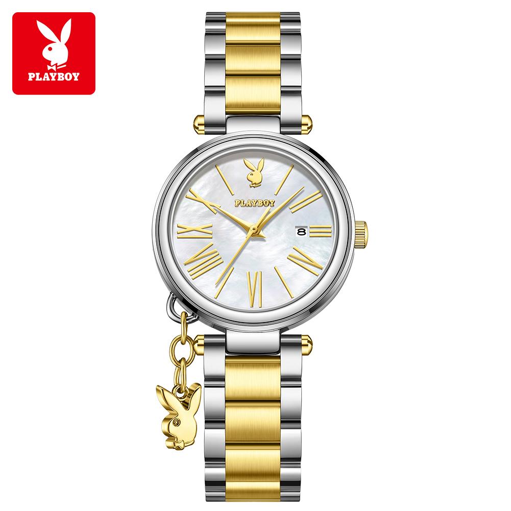 PLAYBOY Quartz Wristwatch Elegant Fashion Ladies Pendant Watches Original Stainless Steel Waterproof Watches for Women 3109