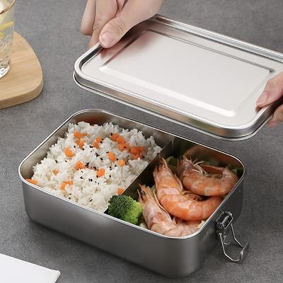 1pc 850ml Portable Stainless Steel Bento Box Large Capacity Leakproof Lunch Box Square with Lid Food Storage Container Outdoor