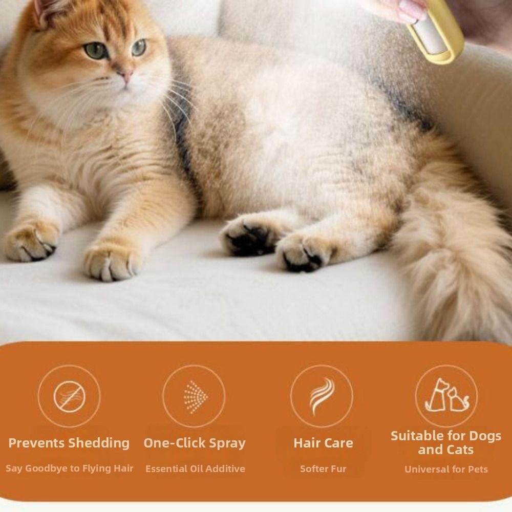 Stainless Steel Pet Dematting Comb Creative Anti-tangle Pet Hair Thinning Brush Comfortable Grip with Sprayer