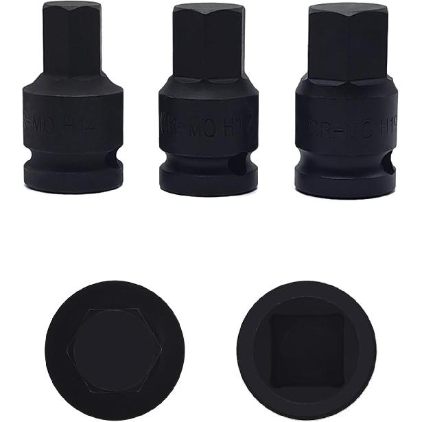 8PCS 1/2-Inch Drive Deep Impact Socket Set, 12 Point Heavy Duty Drive Deep Spindle Axle Nut, Impact Socket Nut Removal and Installation Kit.