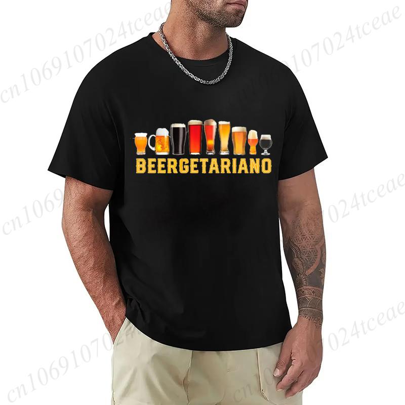 Men's Summer T-Shirts Loose Size Beer Cervezas Regalo Cerveza Humor Alcohol Print Tee Casual Round Neck Short Sleeve T-shirt Top