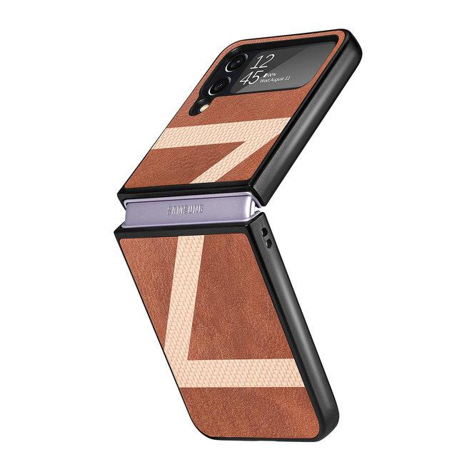 

Матовый удобный складной кожаный чехол для Samsung Galaxy Z Flip4 5g Flip 4 Zflip4 пылезащитные встроенные чехлы Funda for Samsung Z Flip 4 коричневый