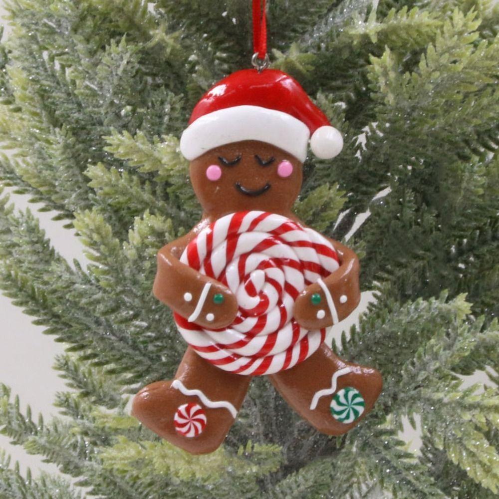 Cartoon Gingerbread Man Vianočné závesné prívesky Mäkká hlina Xmas Tree Decoration Festival