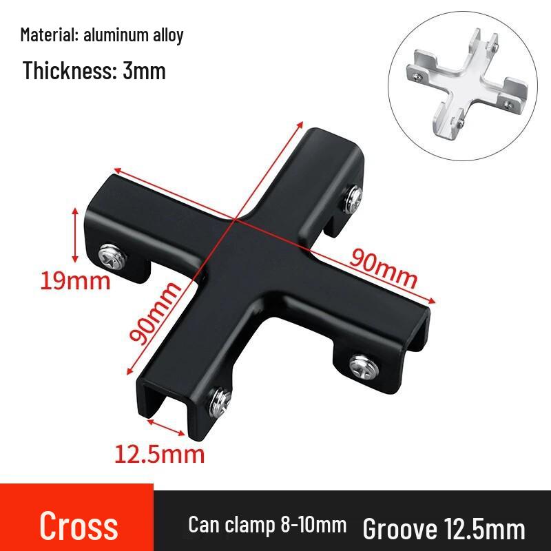 L-Shaped Right Angle Aluminum Kitchen Sink Clamp & Glass Shelf Clip