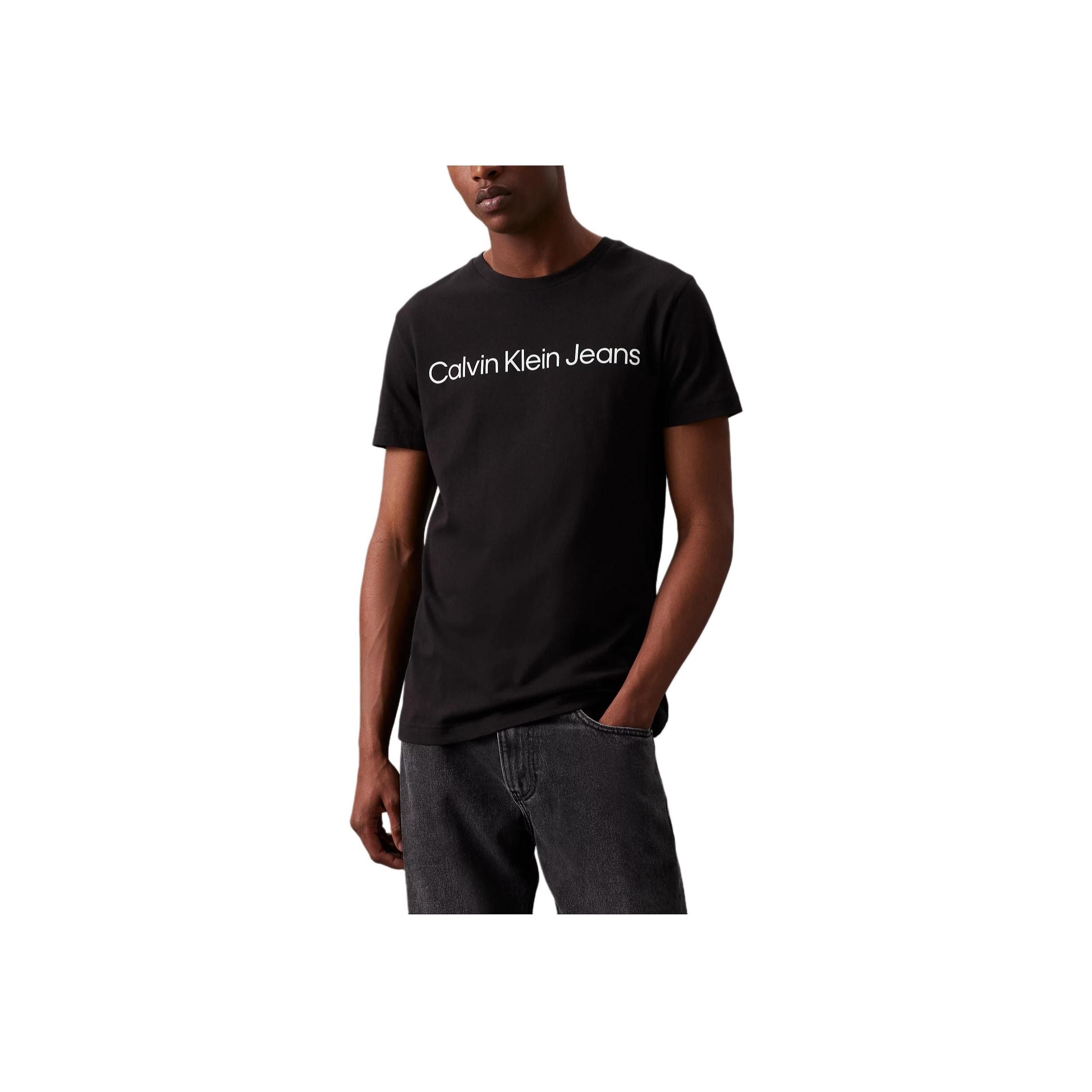 

Calvin Klein Джинсы с буквенным принтом, облегающая футболка с круглым вырезом и коротким рукавом, мужские топы, черные J30J322552-BEH XXL