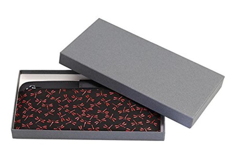 Inden Yushichi Uehara Echtes Münzgeldbörse auf der Modellnummer schwarzer Hintergrund x rote Libelle echt lang Made in Japan [INDEN-YA] (INDEN-YA)