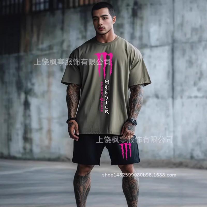 Mens Athletic Short Sleeve T-Shirt Shorts Set Boxing Training Sportswear Lightweight Casual Gym Wear