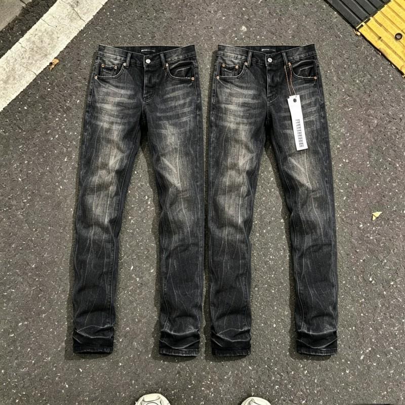 Mens Slim Fit Jeans Punk Style Distressed Printed Denim Pants Teens Casual Wear