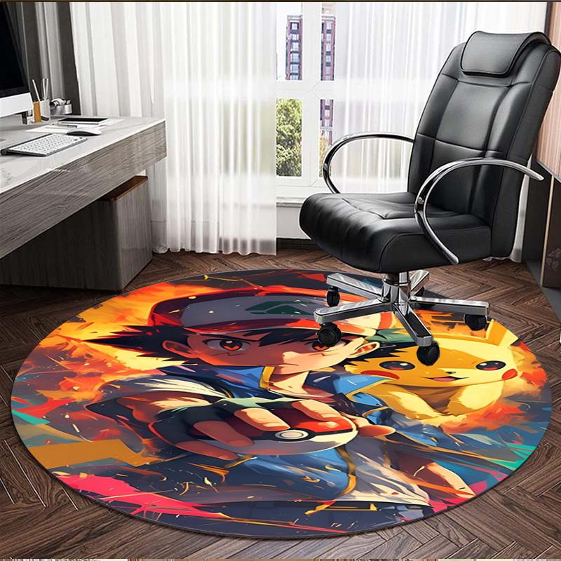 Pokemon Print Round Rug, Washable Floor Carpet, For Entryway Dorm Laundry Room Office Study, Home Decor Birthday Christmas Gift