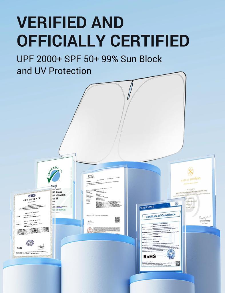 Proadsy Faltbarer Windschutzscheiben-Sonnenschutz mit Lichtblockierung und Hitze Kompatibel mit Toyota CHR 50 Zubehör Sonnenschutz, Isolierung, C-HR (10er-Serie,