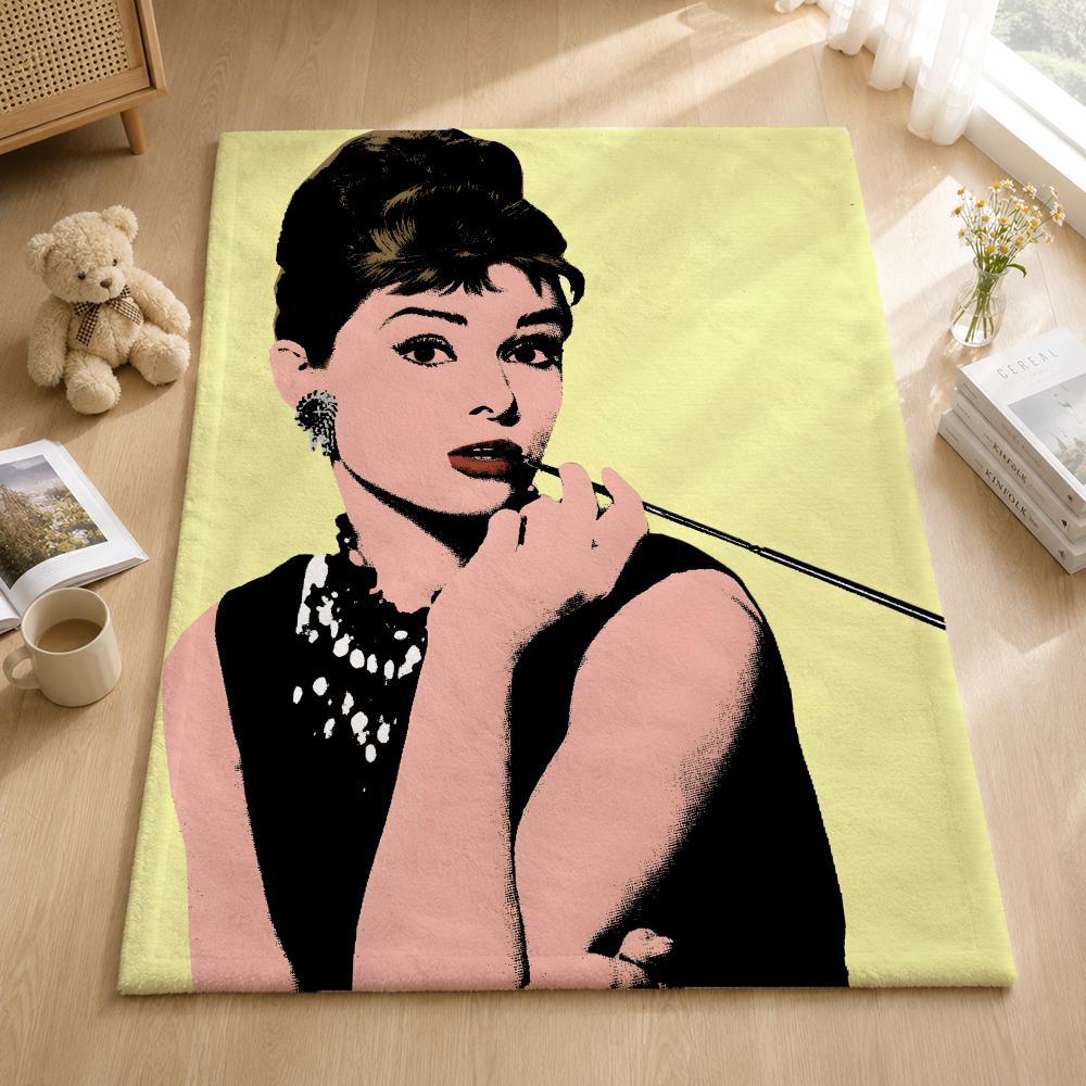 Celebrity A-Audrey Hepburn Throw Blankets Soft Warm Flannel Blanket Bedding for Bed Living room Home Sofa 75x90cm