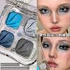 Hot Girl Blue Smoky Look! Four-Color Eyeshadow Palette Eq04 Starry Silver Blue with Dazzling Glitter for Summer Music Festivals