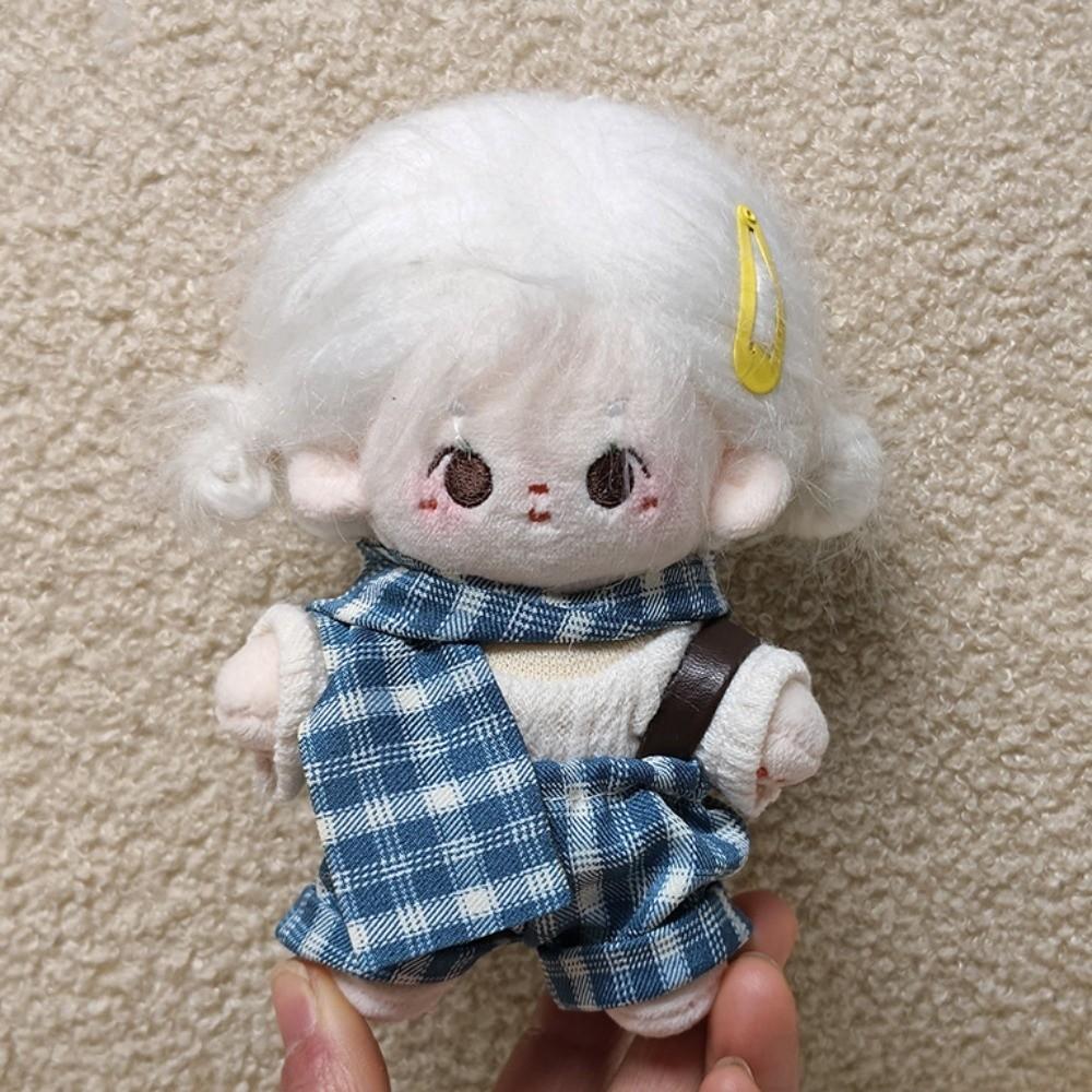 1 Set Plaid Overall Doll Clothes Outfit Uniform Doll Dress Up Set  10cm Cotton Doll
