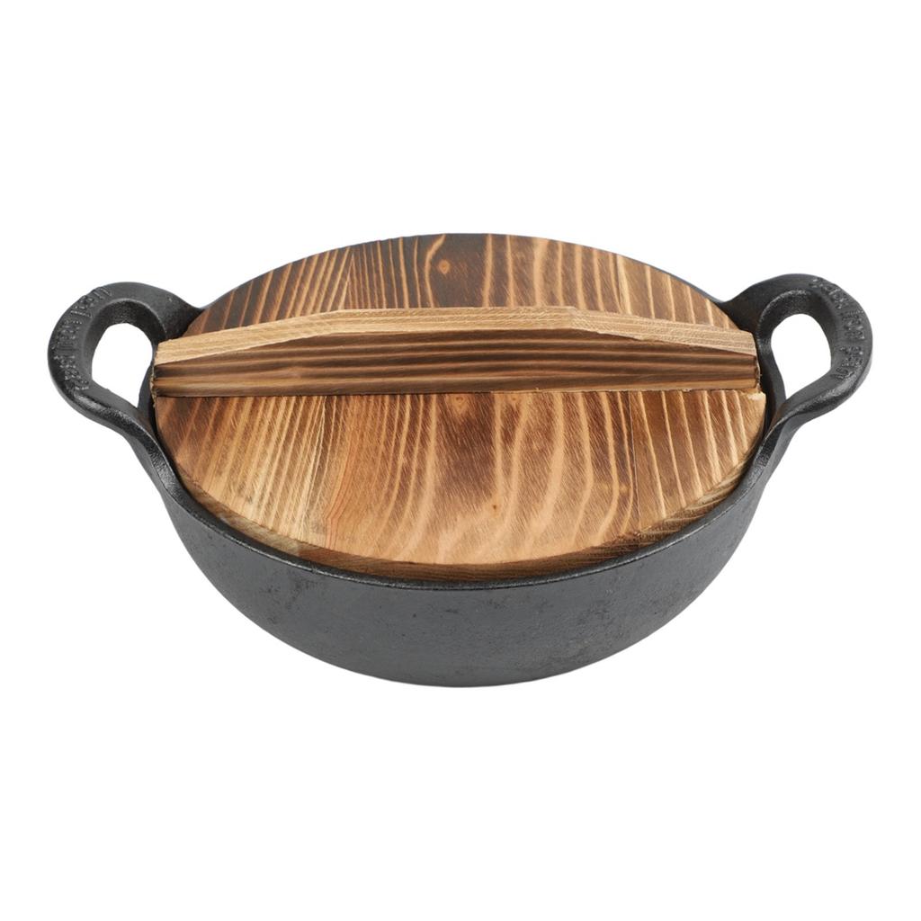 Cast Iron Wok Flat Bottom Frying Pan Non-stick Pot Easy Maintenance