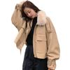 Winter Women Plush Thickened Cotton Parkas Short Pu Leather Jacket