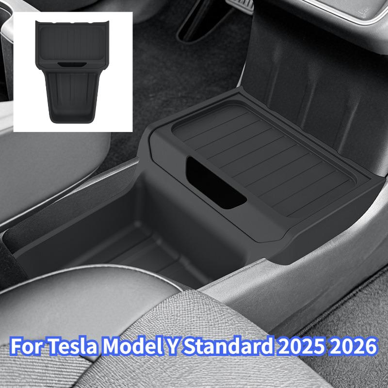 For Tesla Model Y Standard 2026 TPE Under Central Control Storage Box Flip Cover Design Tissue Box Storage Interior Accessorie