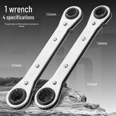 Bi-Directional 4-in-1 Double-Ended Ratchet Wrench Set, 6-22mm, Labor-Saving Flower-Shaped Design