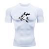 Men's Compression Athletic Workout T-Shirt, Black White Fier