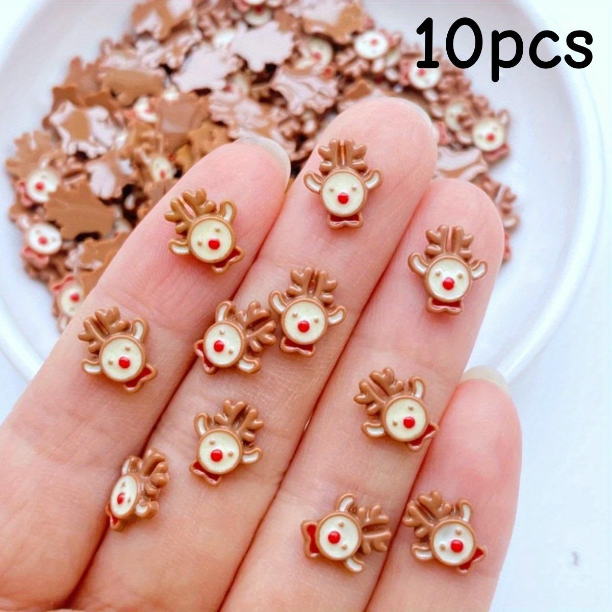 

10/50pcs Christmas Mini Resin Flat Back Xmas Deer Figurines DIY Wedding Scrapbook Manicure Accessories