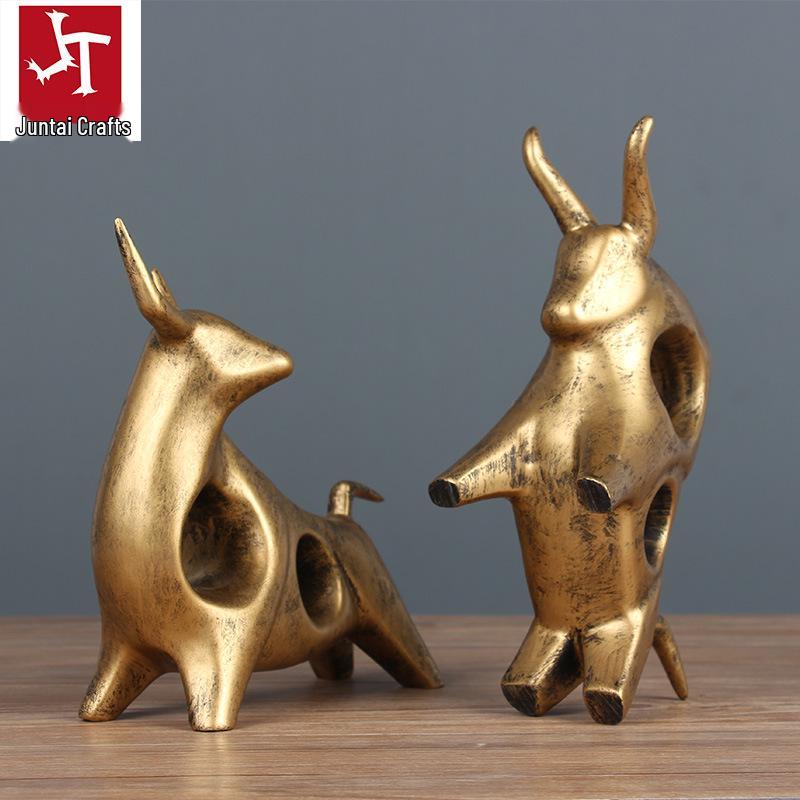 Light Luxury Abstract Cow Figurine: Wealth-Attracting Decor for Living Room, Wine Cabinet, or Office – Elegant Opening Gift