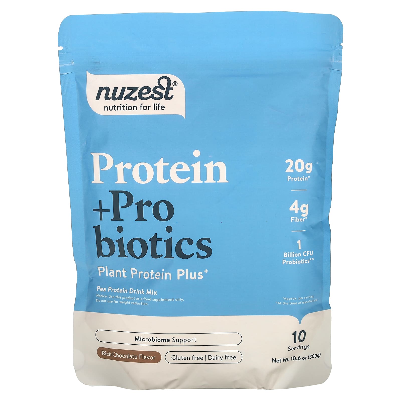 

Nuzest, Protein + Probiotic, Rich Chocolate, 10.6 oz (300 g)