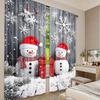 2pcs Christmas Blackout Curtains – Snowman & Santa Print   Rod Pocket   Machine Washable for Bedroom & Living Room – Festive Decor