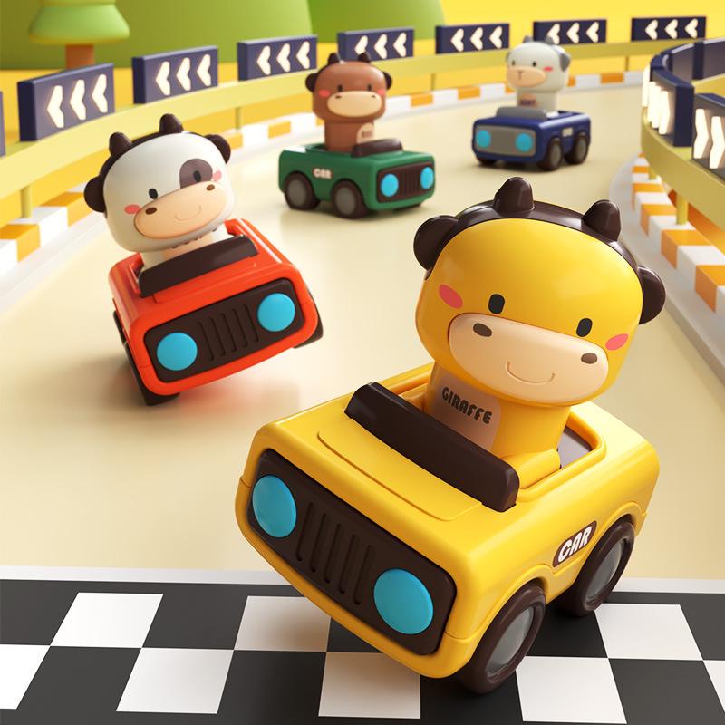 In-Stock Inertial Cartoon Train Push Toy with Whistle - Drop-Resistant, Parent-Child Interactive Car for Kids