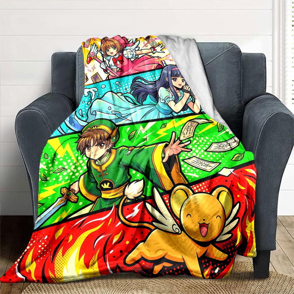 Sakura Kinomoto Print Flannel Blanket High Quality Warm Comfortable Cover for All Seasons Perfect for Gifts Home Decor
