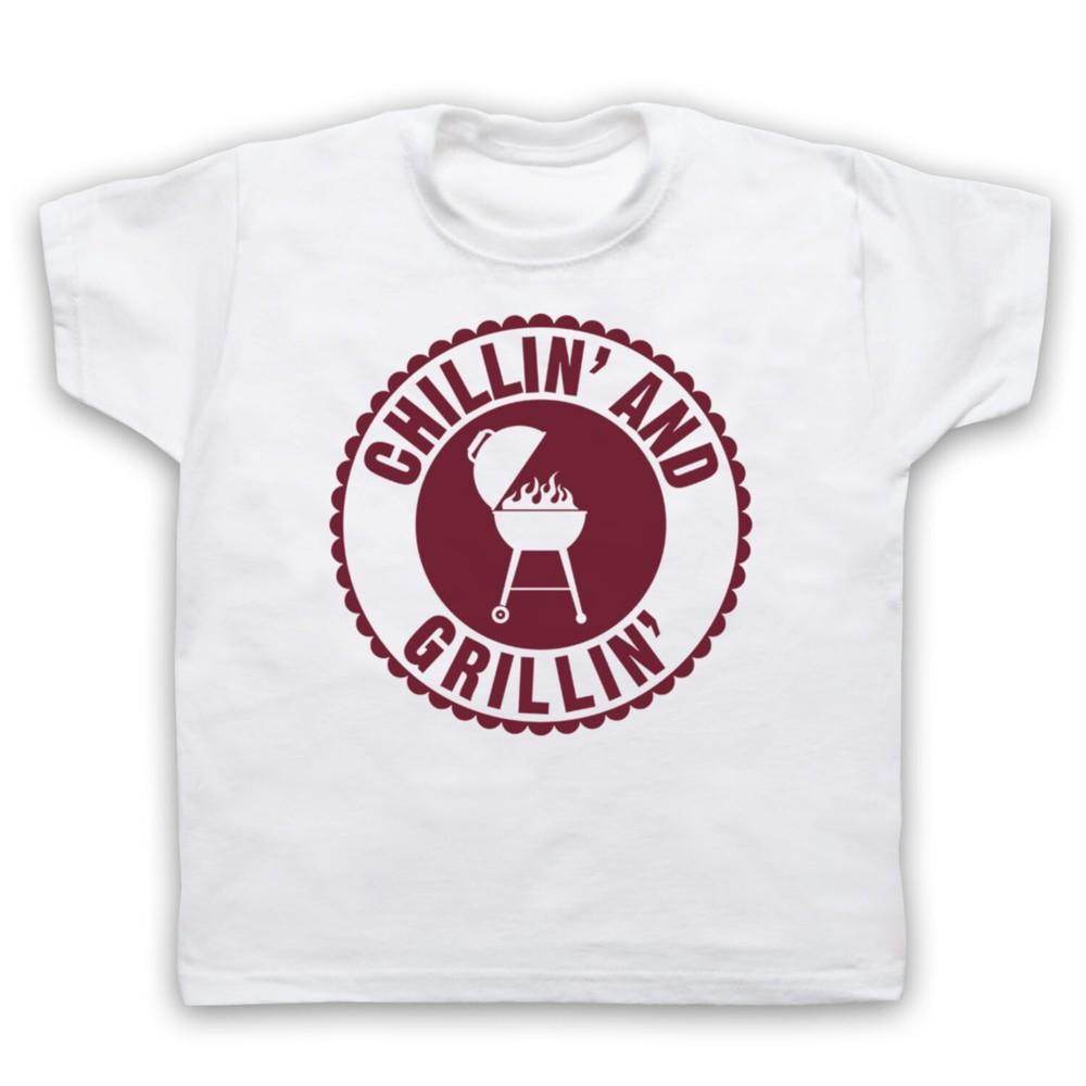 

Chillin And Grillin Bbq Retro Slogan Chef Cooking Kids Childs T-Shirt L