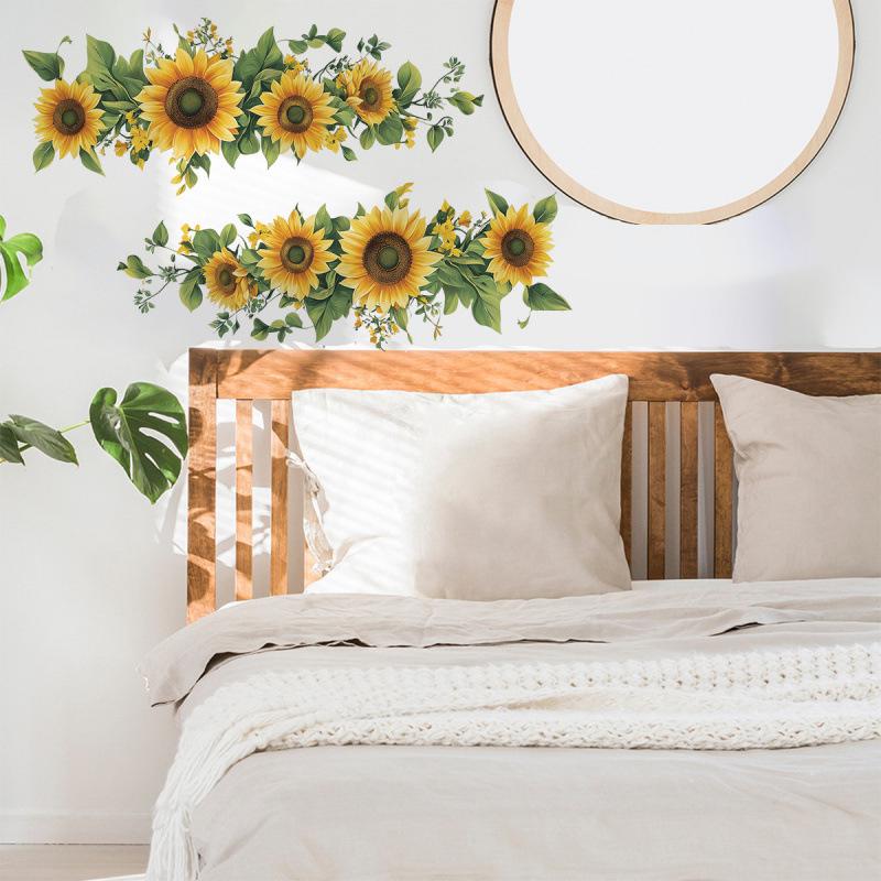 Fresh Sunflower Self-Adhesive Wall Stickers for Bedroom, Living Room, Kitchen