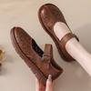 Fashion New natural leather sandals women's hollow out flats shoes woman luxury mary jane sandal female strap loafer lady shallow flats