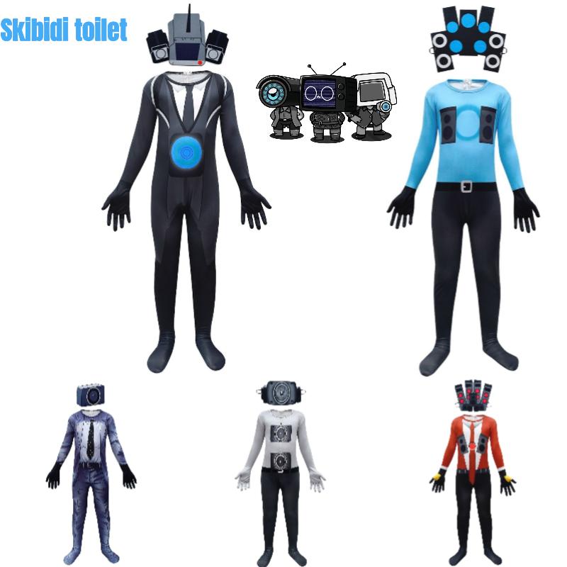 Toilet Skibidi Kids Tv Man Cosplay Jumpsuit Tight Halloween Party Game Role Play