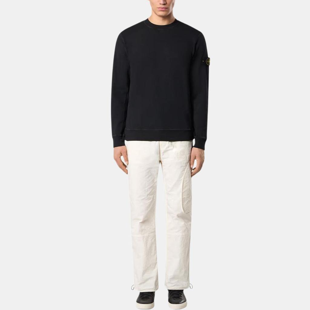 Stone Island Solid Logo Long Sleeve Crewneck Sweatshirt Men sweatshirts Black K1S1561000-20S0060-V0029