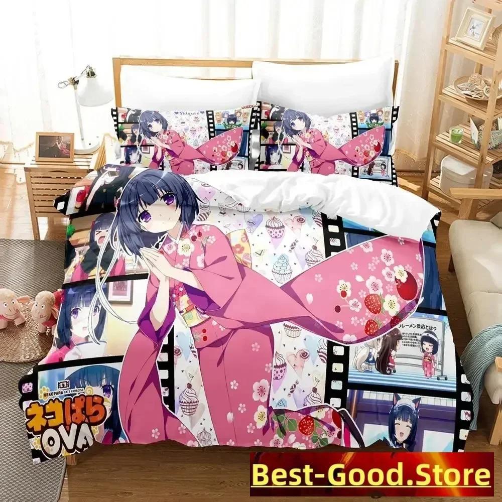 New Nekopara Ova Bedding Set Duvet Cover Sheet Printed Bed Set Pillowcase Bed Full Queen King Size Comforter Bedroom