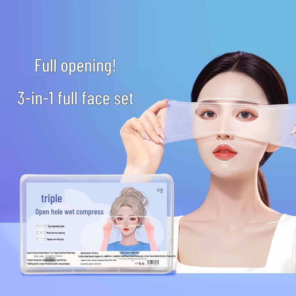 Dehnbare Feuchtigkeits-Baumwollpads - 3-in-1 feuchte Kompressen Gesichtsmasken (Boxed)