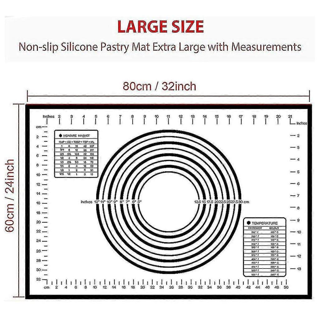 Pastry Mat With Measurements Compatible With Rolling Out Dough Oil Brush ,black Less
