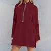 Womens Oversized Mid-length Sweatshirts Zipper Long Sleeve Pullover Outfits With Pocket
