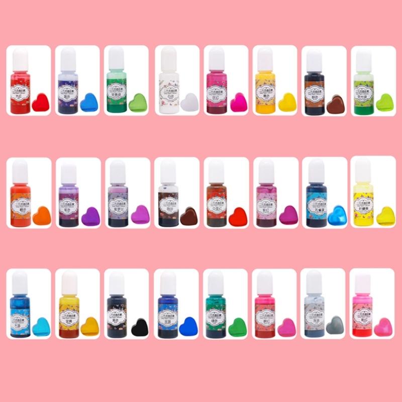24-farbige Epoxidharz-Pigment-Kits Harz-Farbstoff Farbmittel Flüssig je 10 ml für Schmuckherstellung Kunsthandwerk und DIY-Projekte